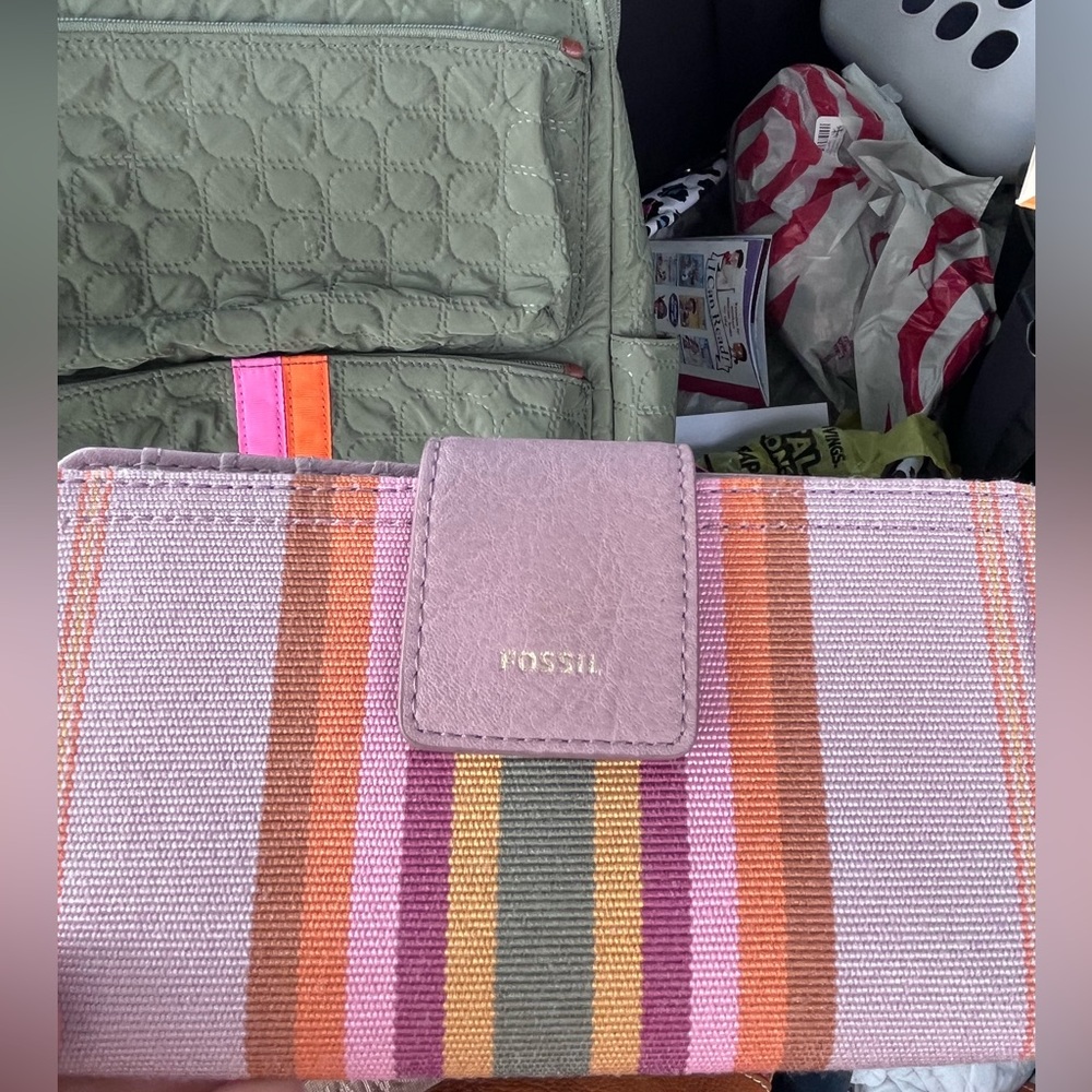 Pink Fossil Stripe Wallet
